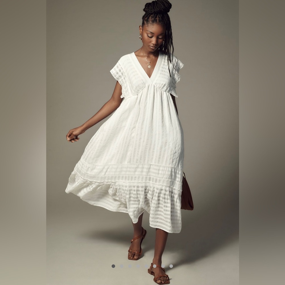 NWT - ANTHROPOLOGIE - V-neck ruffled tiered baby doll dress